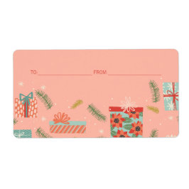 レトロカラフルクリスマスギフトボックスホリデー ラベル