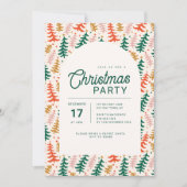 レトロカラフルクリスマスツリーパーティの招待状 招待状 (正面)