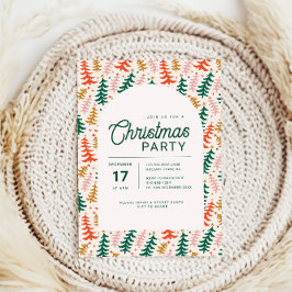レトロカラフルクリスマスツリーパーティの招待状 招待状