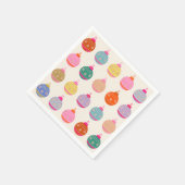 レトロカラフルクリスマスバウブル スタンダードカクテルナプキン (角)