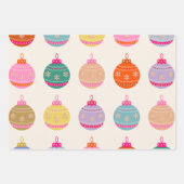 レトロカラフルクリスマスバウブル ラッピングペーパーシート (正面)