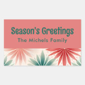 レトロカラフルクリスマスファミリーギフトラベルラベル 長方形シール (正面)