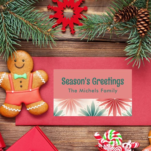 レトロカラフルクリスマスファミリーギフトラベルラベル 長方形シール