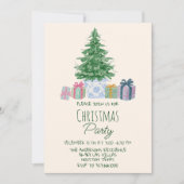 レトロカラフルクリスマスプレゼントツリーパーティー 招待状 (正面)