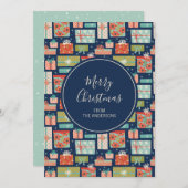 レトロカラフルクリスマスプレゼント シーズンカード (正面/裏面)