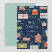 レトロカラフルクリスマスプレゼント シーズンカード (正面/裏面)