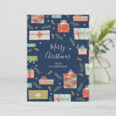 レトロカラフルクリスマスプレゼント シーズンカード (スタンド正面)