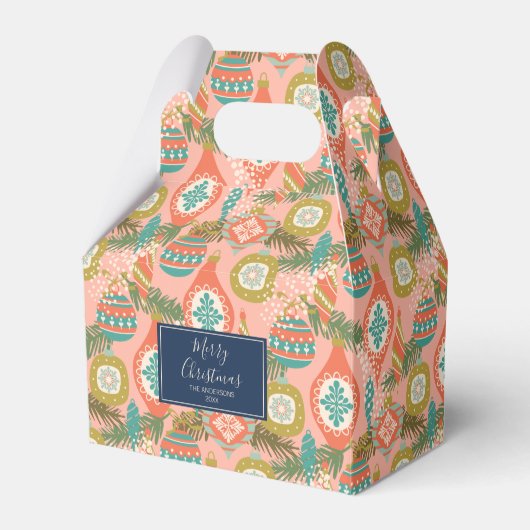 レトロカラフルクリスマスホリデーオーナメント フェイバーボックス (正面サイド)