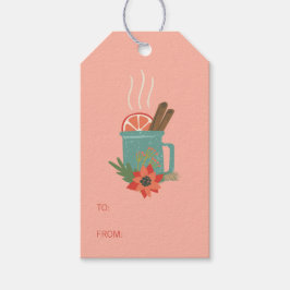 レトロカラフルクリスマスホリデーサイダー ギフトタグ