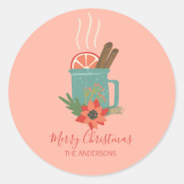 レトロカラフルクリスマスホリデーサイダー ラウンドシール