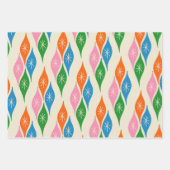 レトロカラフルクリスマスミッドセンチュリーオーナメント ラッピングペーパーシート (正面)