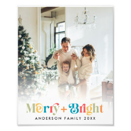 レトロカラフルクリスマス家族の写真 フォトプリント           