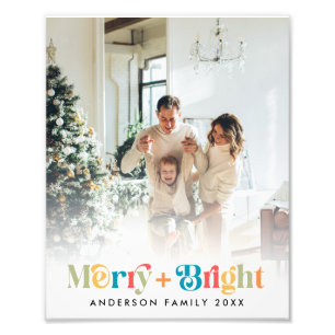 レトロカラフルクリスマス家族の写真 フォトプリント
