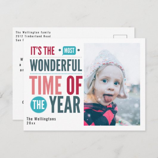 レトロカラフルクリスマス引用文写真 シーズンポストカード (正面/裏面)