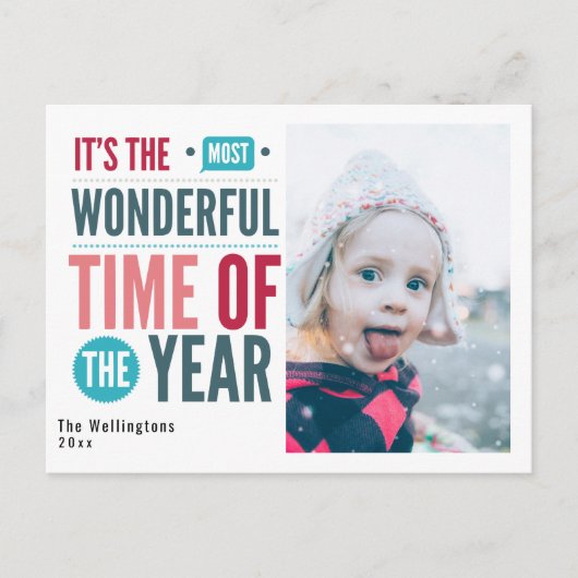 レトロカラフルクリスマス引用文写真 シーズンポストカード (正面)