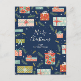 レトロカラフルクリスマス シーズンポストカード