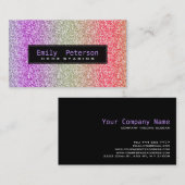 レトロカラフルグリッターとスパークルスパターン 名刺 (正面/裏面)