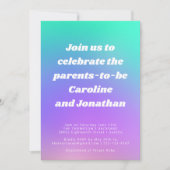 レトロカラフルグリーンパープルグラディエント赤ちゃんシャワー 招待状 (正面)