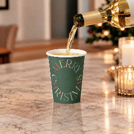レトロカラフルグリーンメリークリスマス 紙コップ
