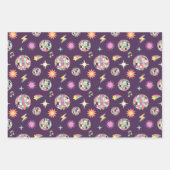 レトロカラフルグルービーディスコパターン ラッピングペーパーシート (正面)