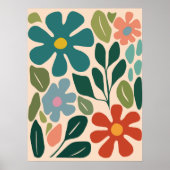 レトロカラフルグルービーフラワーマーケットウォールアート ポスター (正面)