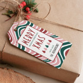 レトロカラフルグルーヴィおもしろいハッピーホリデーズクリスマス ギフトタグ