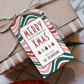 レトロカラフルグルーヴィおもしろいハッピーホリデーズクリスマス ギフトタグ