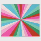 レトロカラフルグルーヴィバーストストライプクリスマス ラッピングペーパー (フラット)