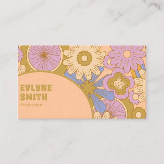 レトロカラフルグルーヴィフローラボーガーリートレンディー 名刺 (正面)
