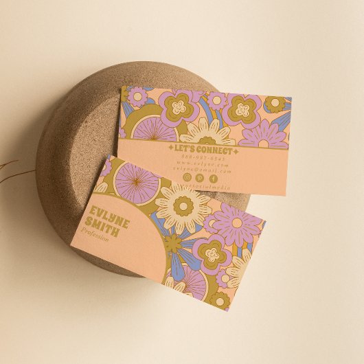 レトロカラフルグルーヴィフローラボーガーリートレンディー 名刺