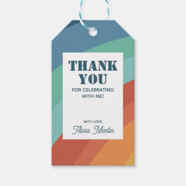 レトロカラフルグルーヴィレインボーサンキュー ギフトタグ