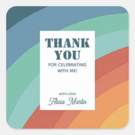 レトロカラフルグルーヴィレインボーサンキュー スクエアシール