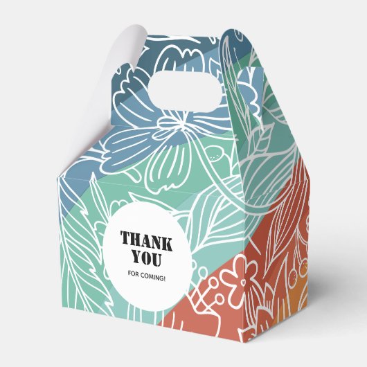 レトロカラフルグルーヴィレインボーフローラ誕生日 フェイバーボックス (正面サイド)