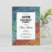 レトロカラフルグルーヴィレインボーフローラ40th誕生日 招待状 (スタンド正面)