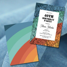 レトロカラフルグルーヴィレインボーフローラ40th誕生日