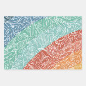 レトロカラフルグルーヴィレインボーフローラ ラッピングペーパーシート (正面3)