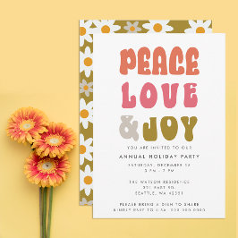 レトロカラフルグルーヴィーピースラブジョイホリデイ 招待状