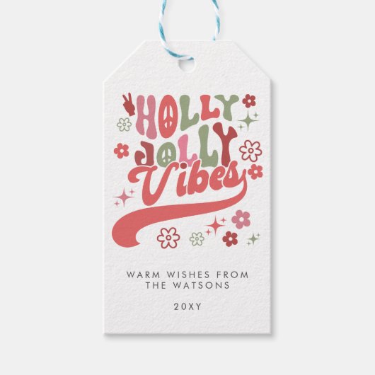 レトロカラフルグルーヴィーホリーすてきビーブホリデイ ギフトタグ (正面)