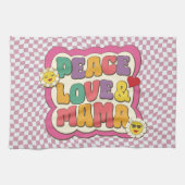 レトロカラフルグルーヴィーママ引用文タイポグラフィヒッピー キッチンタオル (横)