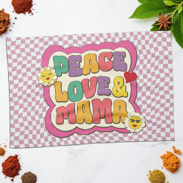 レトロカラフルグルーヴィーママ引用文タイポグラフィヒッピー キッチンタオル