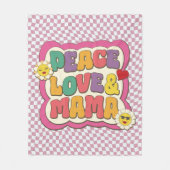 レトロカラフルグルーヴィーママ引用文タイポグラフィヒッピー フリースブランケット (正面)