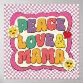 レトロカラフルグルーヴィーママ引用文タイポグラフィヒッピー ポスター (正面)