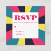 レトロカラフルグルーヴィ抽象芸術結婚レインボー エンクロージャーカード (正面)