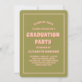 レトロカラフルグルーヴィ高校卒業パーティー 招待状 (正面)