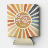 レトロカラフルサングルーヴィー波ハッピーバースデー 缶クーラー (裏面)