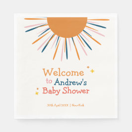 レトロカラフルサンシャインベビーシャワーウェルカム スタンダードランチョンナプキン