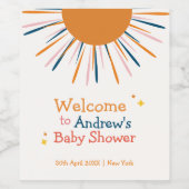 レトロカラフルサンシャインベビーシャワーウェルカム ワインラベル (シングルラベル)