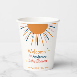 レトロカラフルサンシャインベビーシャワーウェルカム 紙コップ