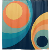 レトロカラフルサークルデザイン シャワーカーテン (正面)