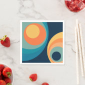 レトロカラフルサークルデザイン スタンダードカクテルナプキン (インサイチュ)